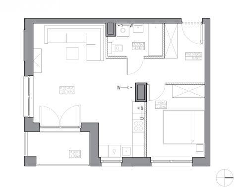 Plan 2 pok. 49m²