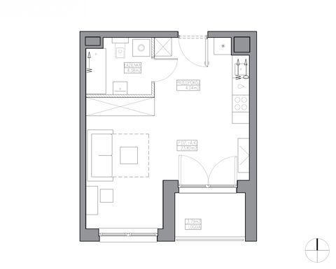 Plan 1 pok. 32m²