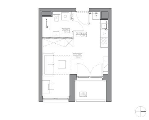 Plan 1 pok. 28m²