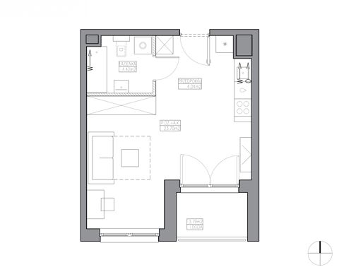 Plan 1 pok. 32m²