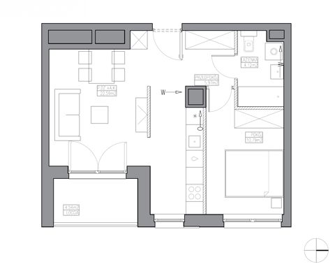 Plan 2 pok. 43m²