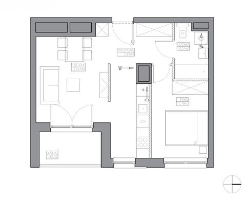 Plan 2 pok. 43m²