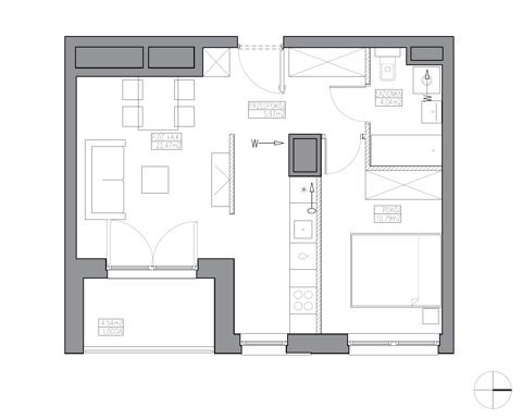 Plan 2 pok. 43m²