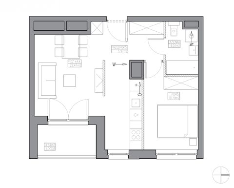 Plan 2 pok. 43m²