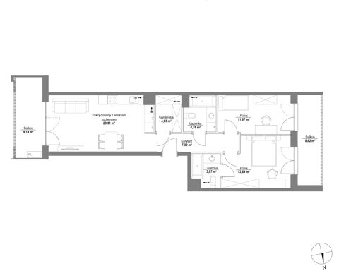 Plan 3 pok. 69m²