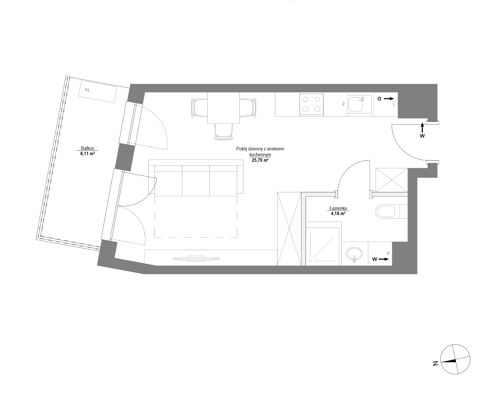 Plan 1 pok. 30m²