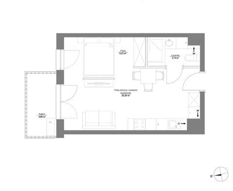 Plan 1 pok. 32m²