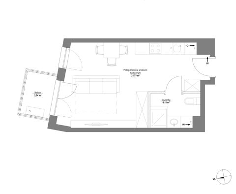 Plan 1 pok. 30m²
