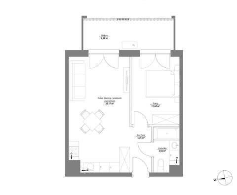 Plan 2 pok. 43m²