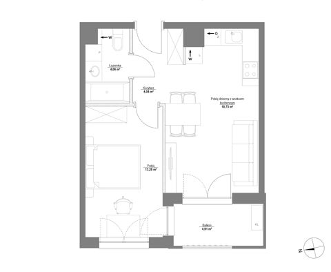 Plan 2 pok. 40m²