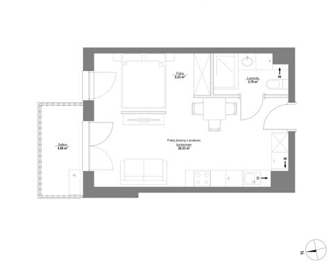 Plan 1 pok. 32m²
