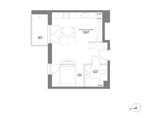 Plan 1 pok. 37m²