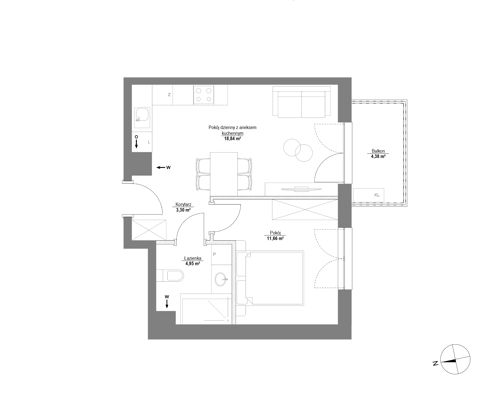 Plan 2 pok. 39m²