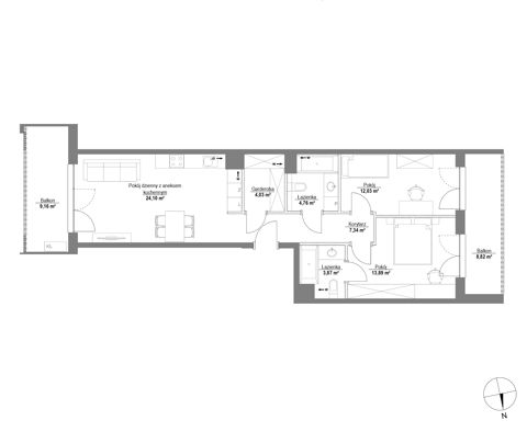 Plan 3 pok. 70m²