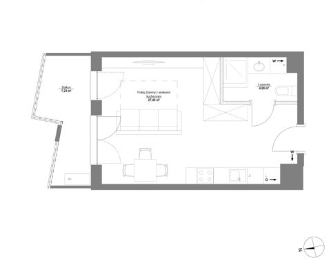 Plan 1 pok. 32m²
