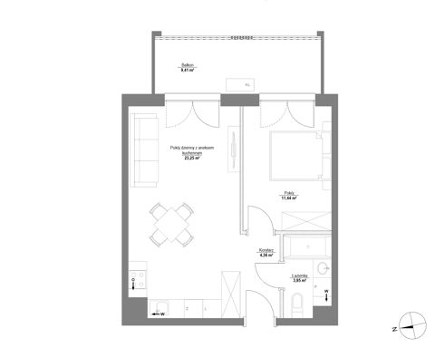 Plan 2 pok. 43m²