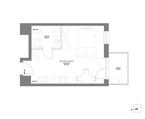 Plan 1 pok. 29m²
