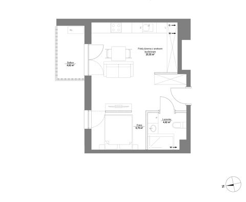 Plan 1 pok. 37m²