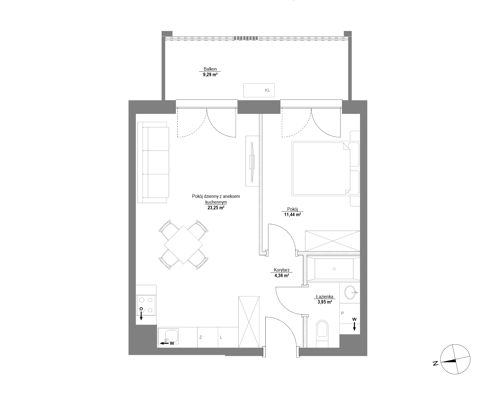 Plan 2 pok. 43m²