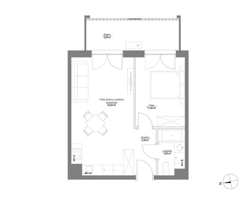 Plan 2 pok. 43m²