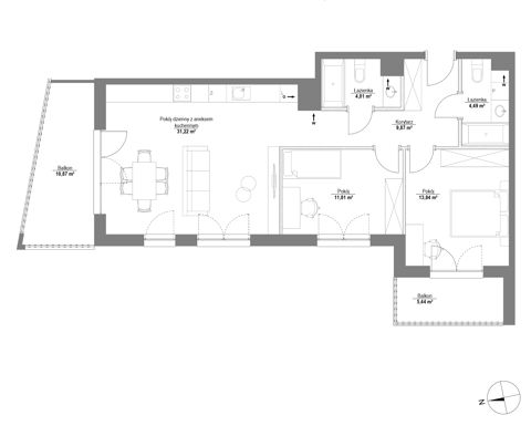 Plan 3 pok. 75m²