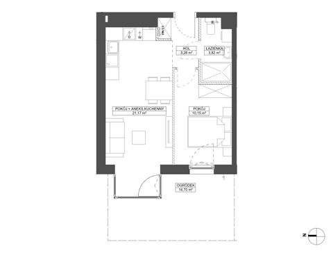 Plan 2 pok. 38m²