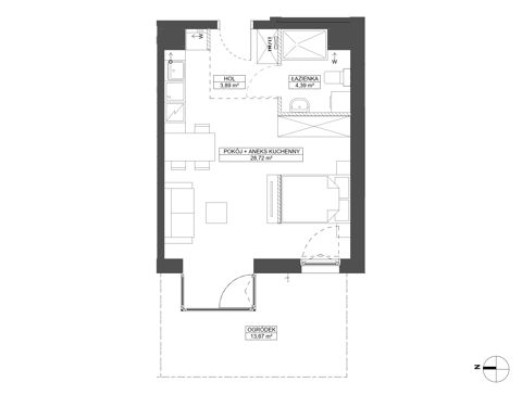 Plan 1 pok. 37m²