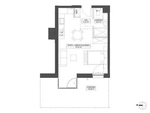 Plan 1 pok. 34m²
