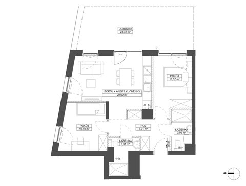 Plan 3 pok. 57m²