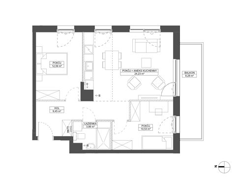 Plan 3 pok. 61m²