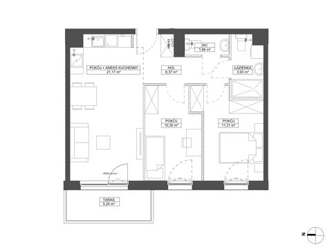 Plan 3 pok. 55m²