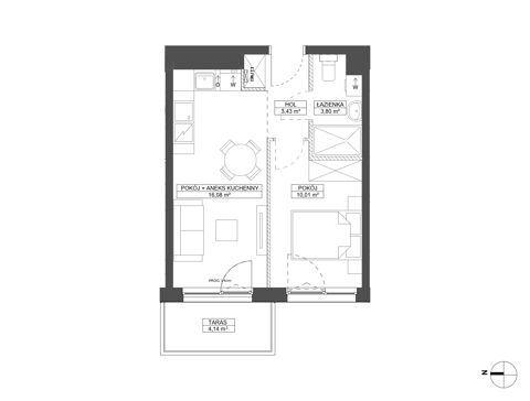 Plan 2 pok. 33m²