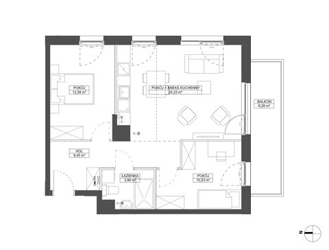 Plan 3 pok. 61m²