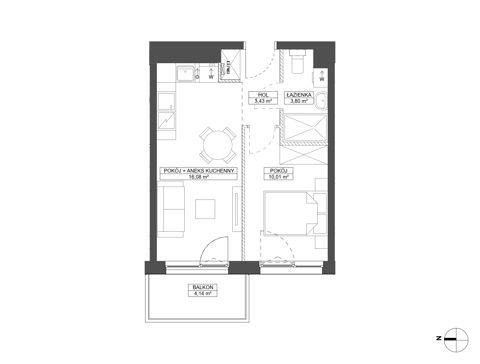 Plan 2 pok. 33m²