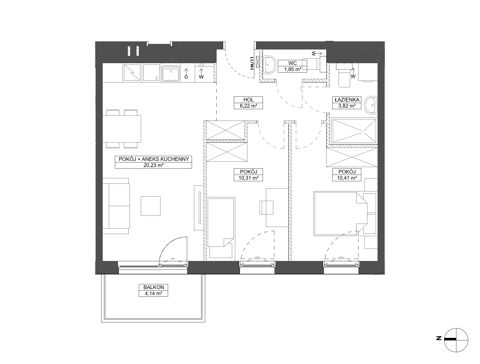 Plan 3 pok. 53m²