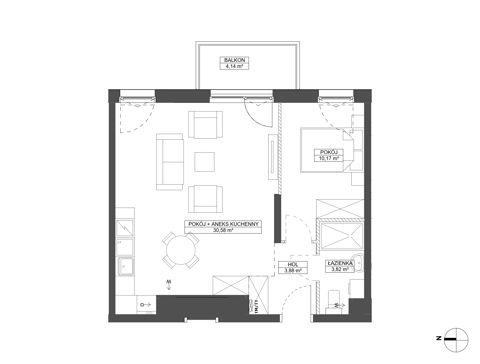 Plan 2 pok. 48m²