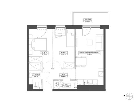Plan 3 pok. 51m²