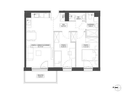 Plan 3 pok. 55m²