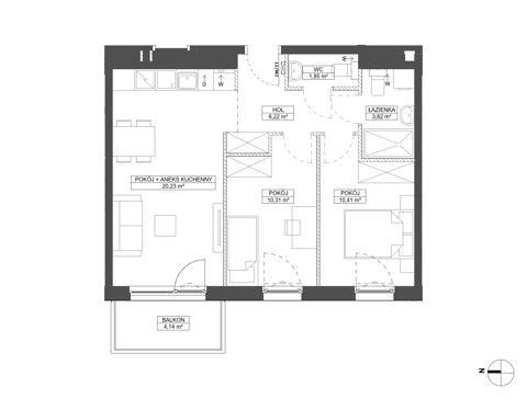 Plan 3 pok. 53m²