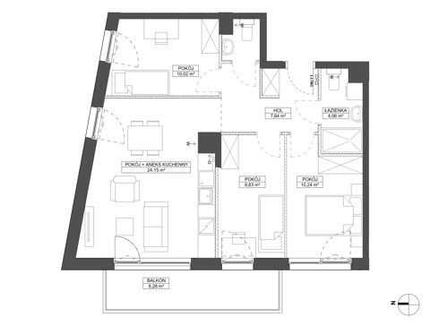 Plan 4 pok. 68m²