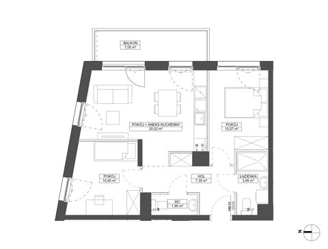 Plan 3 pok. 54m²