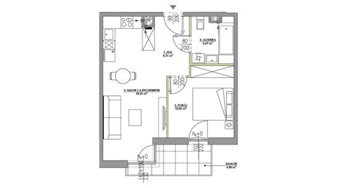 Plan 2 pok. 40m²