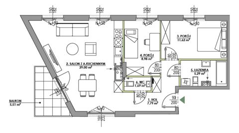 Plan 3 pok. 64m²
