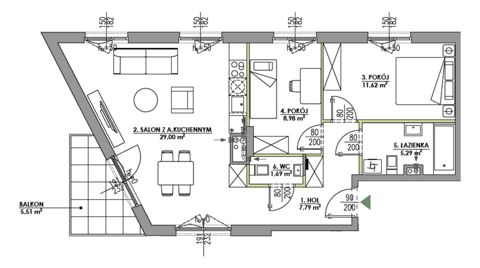 Plan 3 pok. 64m²
