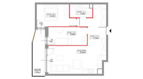 Plan 3 pok. 61m²