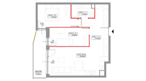 Plan 3 pok. 61m²