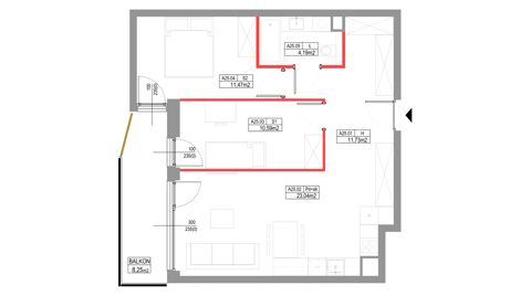 Plan 3 pok. 61m²