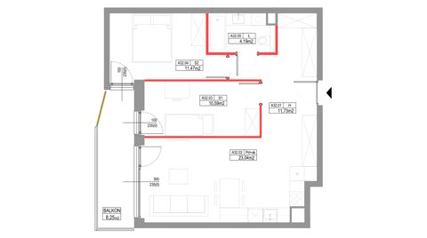 Plan 3 pok. 61m²