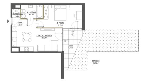 Plan 2 pok. 43m²