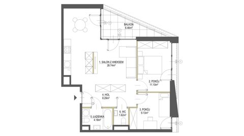 Plan 3 pok. 63m²